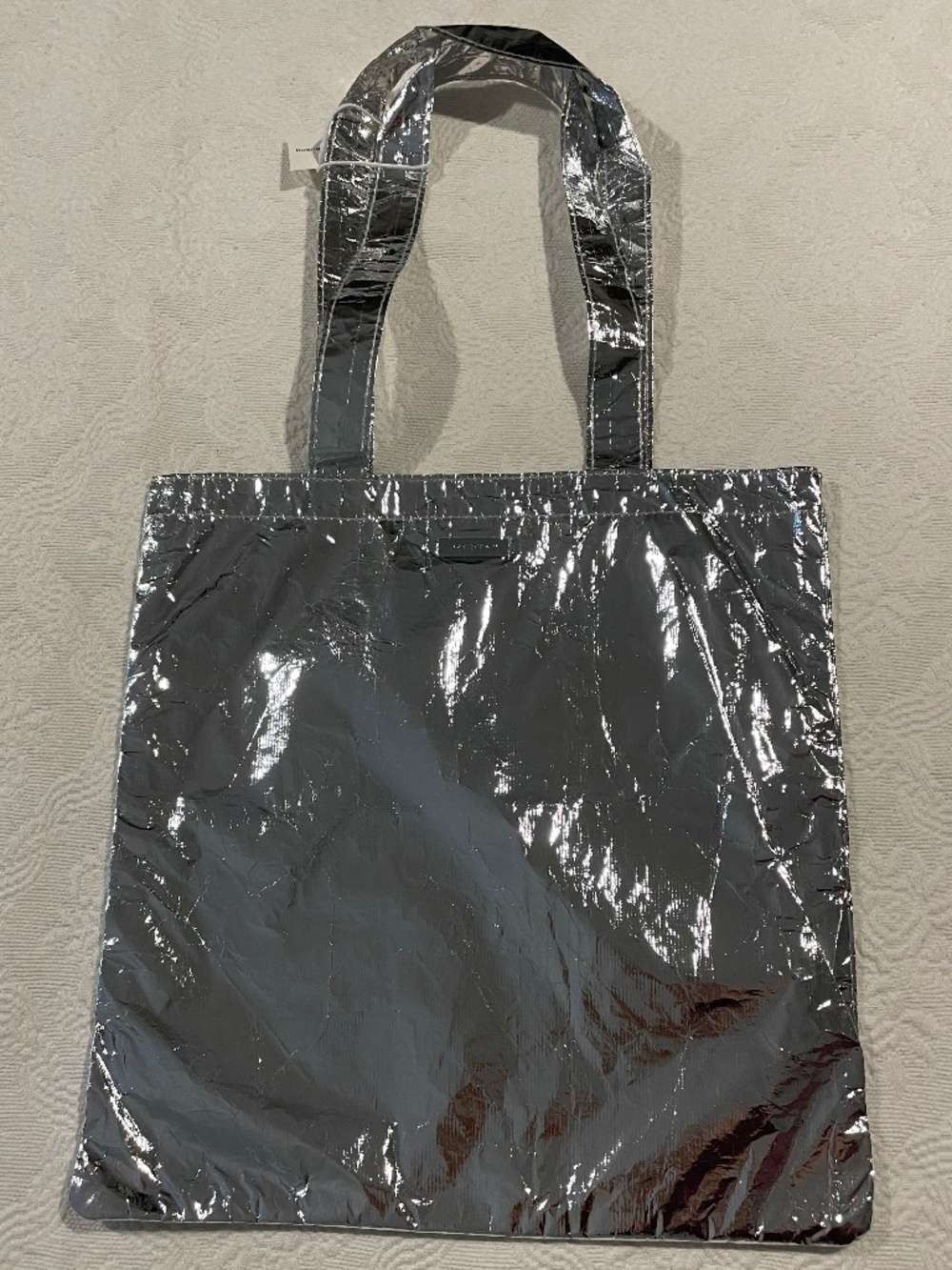 Tory Burch Silver Metallic Foil Tote Bag NWT